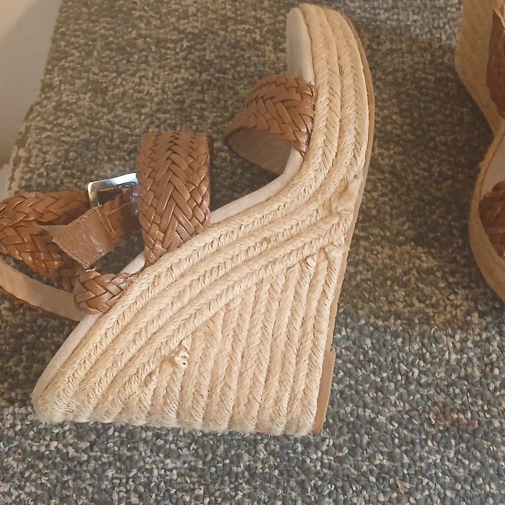 Michael Kors Braided Brown Wedge  Sandals Size 9.5